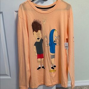 MTV Beavis & Butt-head Long Sleeve Graphic Tee - Peach